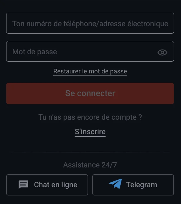 Connexion au casino Pin Up